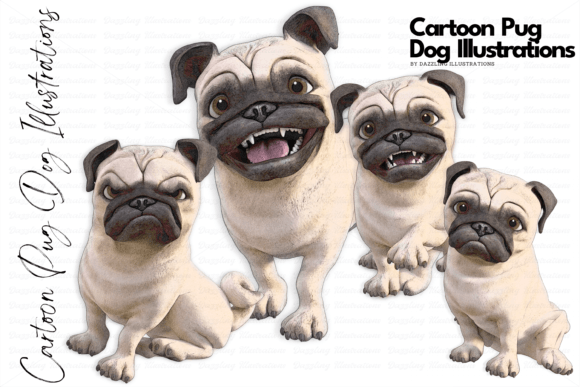 Adorable Pug Illustrations for Heartwarming Projects