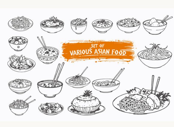 Asian Food Doodle Vector Collection: A Playful Design Toolkit