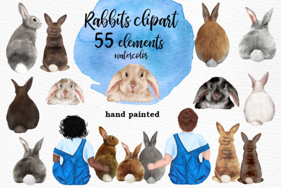 Charming Watercolor Bunny Clipart for Creative Projects