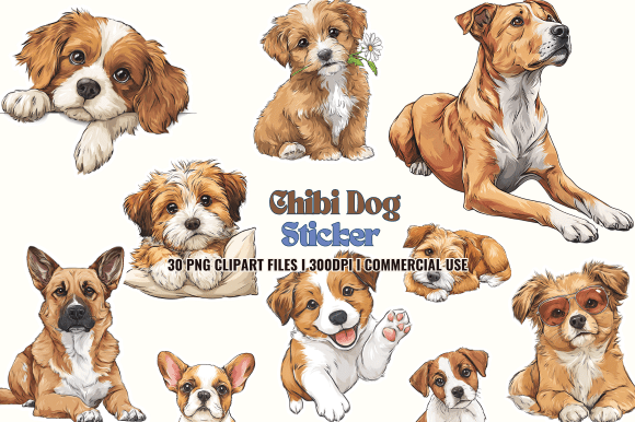 Chibi Dog Stickers PNG Clipart: Instant Charm for Any Project