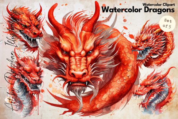 Dynamic Watercolor Dragons: Anime-Inspired Art for 2024