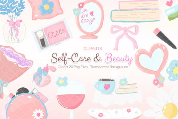 Embrace Serenity: The Self Care Beauty Clipart PNG Pastel Collection