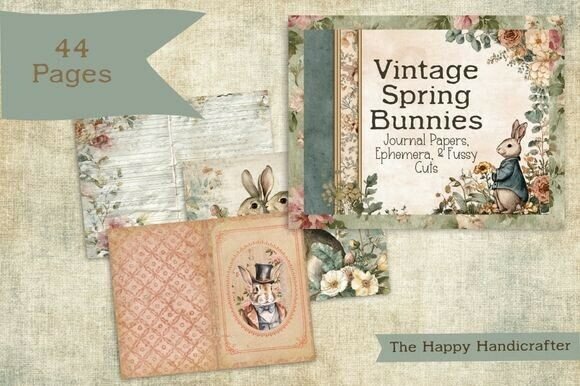 Embrace Storybook Charm: The Vintage Spring Bunnies Junk Journal Kit