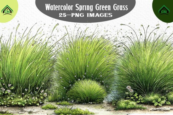Freshen Your Designs with Watercolor Spring Green Grass Clipart