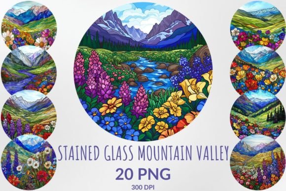 Stained Glass Mountain Valley Clipart: A Designer's Guide