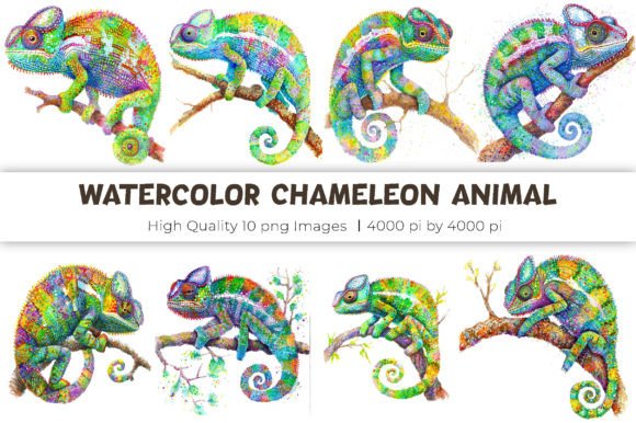 Unlock Creative Versatility with Chameleon Watercolor Clipart