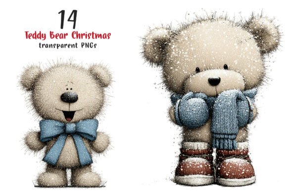 Whimsical Teddy Bear Christmas Clipart: A Cozy Design Asset